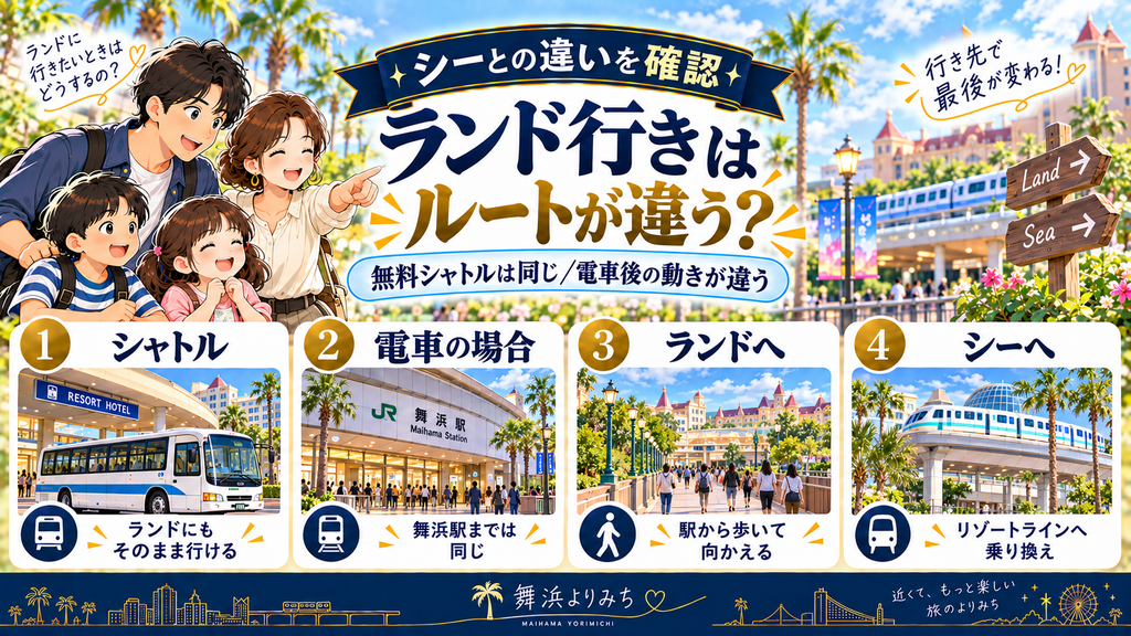 フレックステイイン新浦安:「東京ディズニーランドに行きたいときはルートが変わるのか?」の案内イラスト