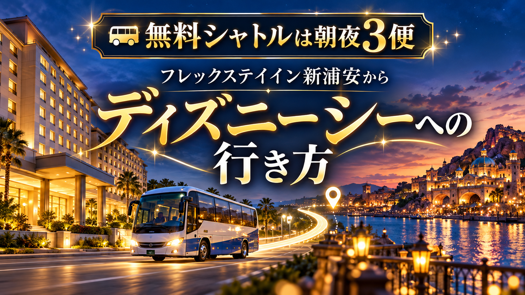 【無料シャトルは朝夜3便】フレックステイイン新浦安からディズニーシーへの行き方