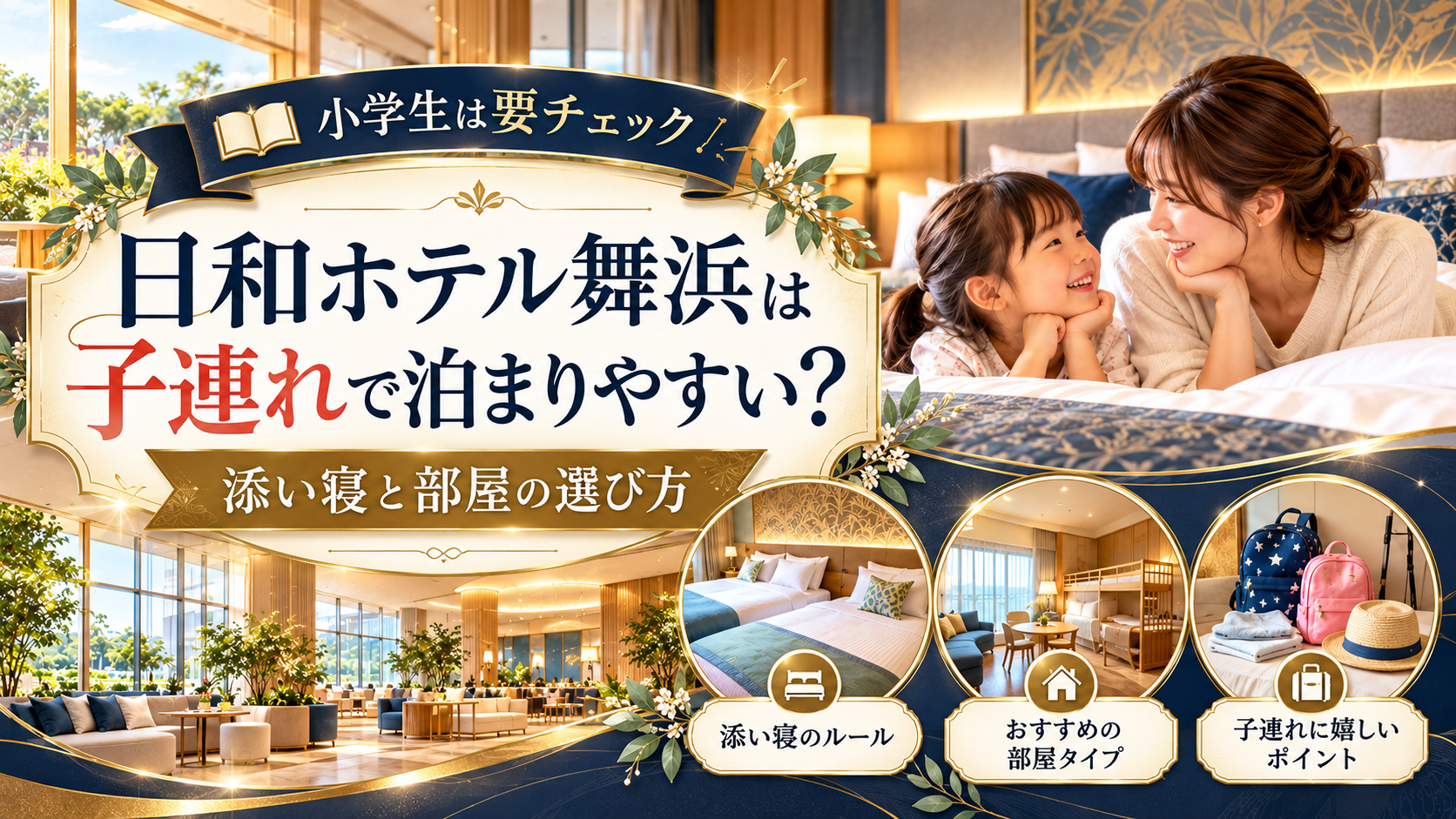 日和ホテル舞浜の添い寝と子連れ向け客室を紹介するイメージ画像