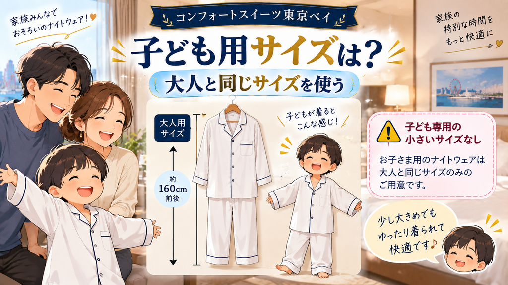 大人と子どものナイトウェアのサイズ感の違いを表すイメージイラスト