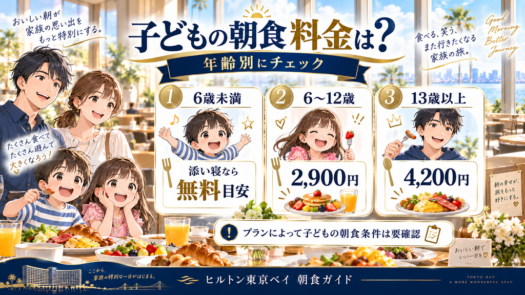 ヒルトン東京ベイの子どもの朝食料金を年齢別に示す図解