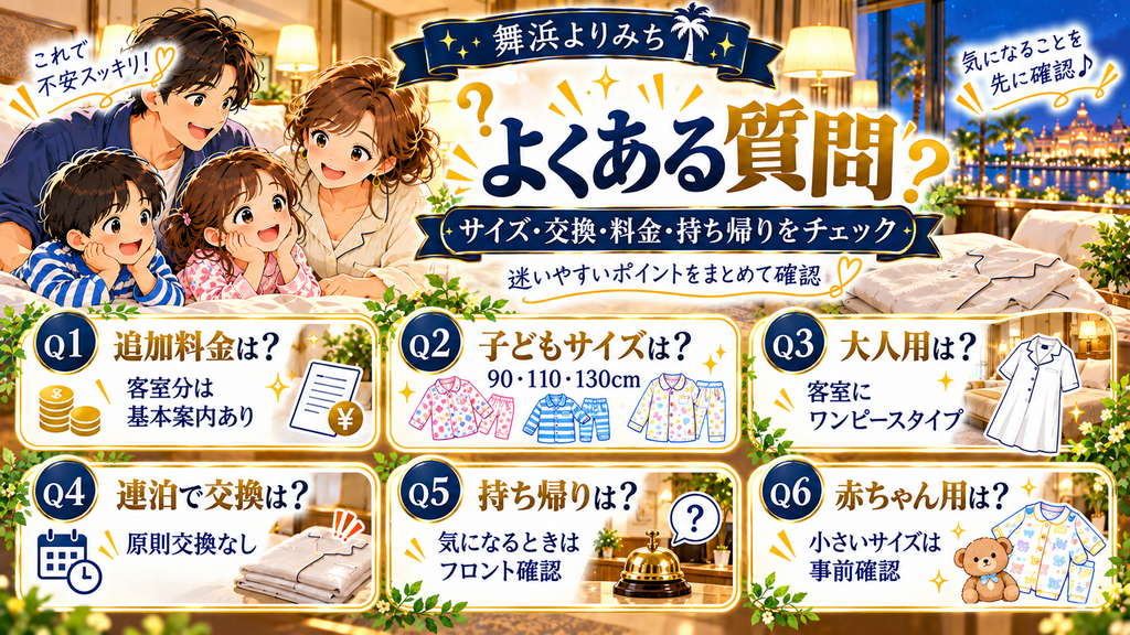 オリエンタルホテル東京ベイの利用に関するよくある質問をまとめたイラスト