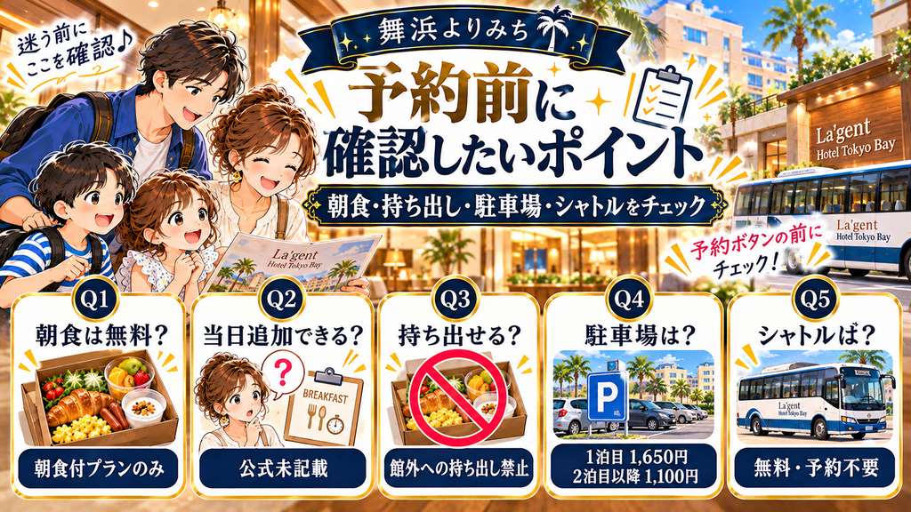 ラ・ジェント・ホテル東京ベイ:「予約前に確認しておきたいポイントは?」の案内イラスト