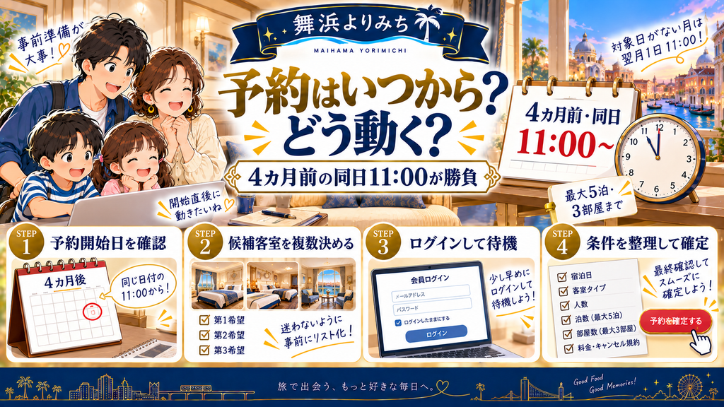 ミラコスタの予約開始日時と予約手順の図解