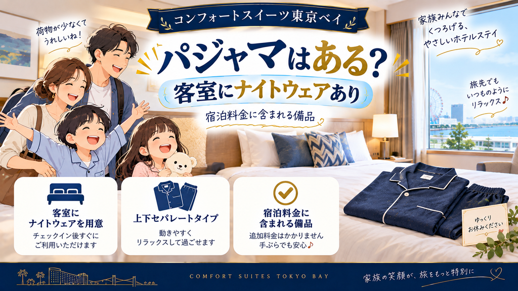 ホテル客室に用意されたナイトウェア（パジャマ）のイメージイラスト