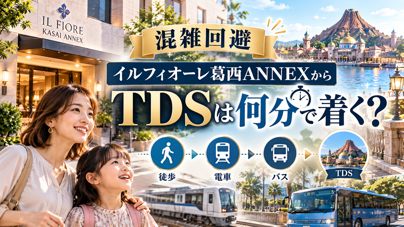 イルフィオーレ葛西ANNEXからディズニーシーへの移動を案内するアイキャッチ