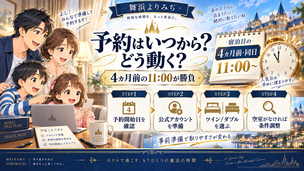 東京ディズニーランドホテルの客室予約開始と予約手順の図解
