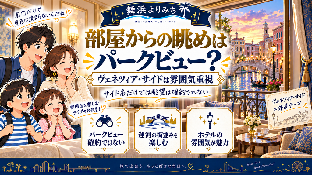 ヴェネツィア・サイドの客室からの眺望を説明する図解