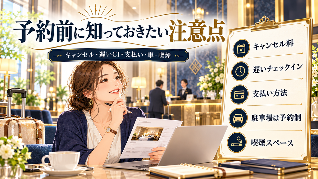 ホテルルミエール葛西:「予約前に知っておきたい注意点はあるのか?」の案内イラスト