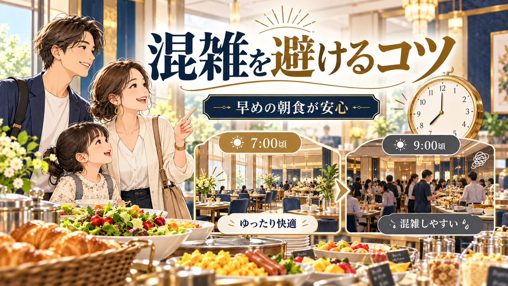 ホテルルミエール葛西:「混雑を避けるならいつ行けばいいのか?」の案内イラスト