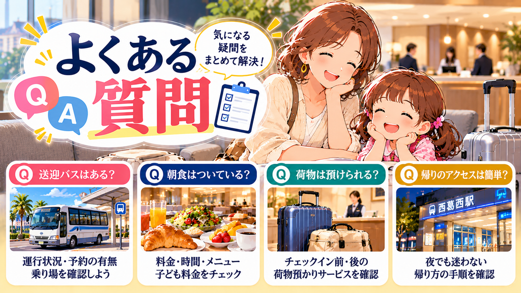 レンブラントスタイル東京西葛西グランデの利用に関するよくある質問をまとめたイラスト