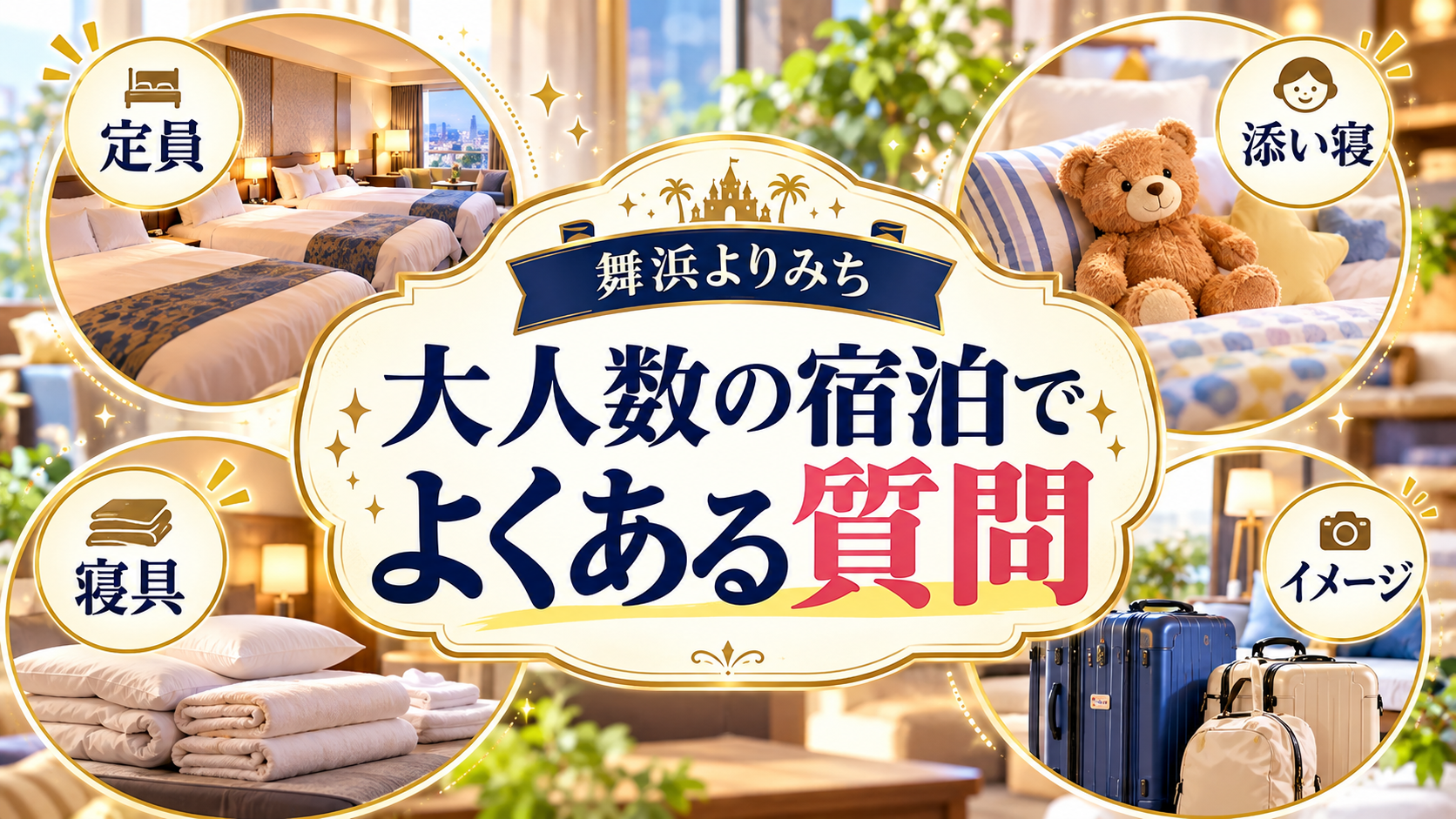 大人数の宿泊でよくある質問について、定員・添い寝・寝具を整理した図解