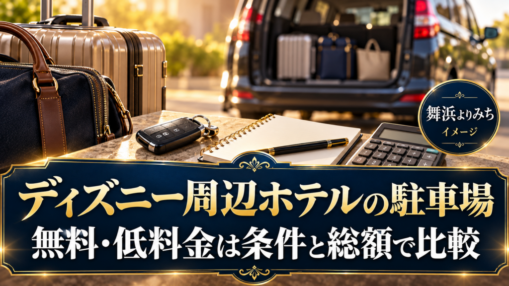 ディズニー周辺ホテルの駐車場を紹介する旅行準備のイメージ