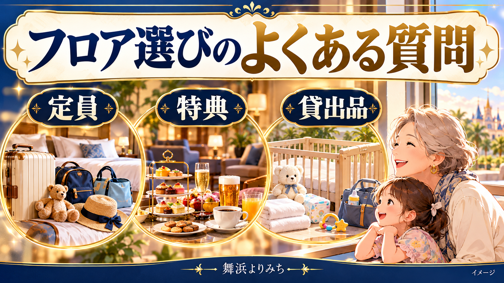 フロア選びのよくある質問について、定員・特典・貸出品を示す図解