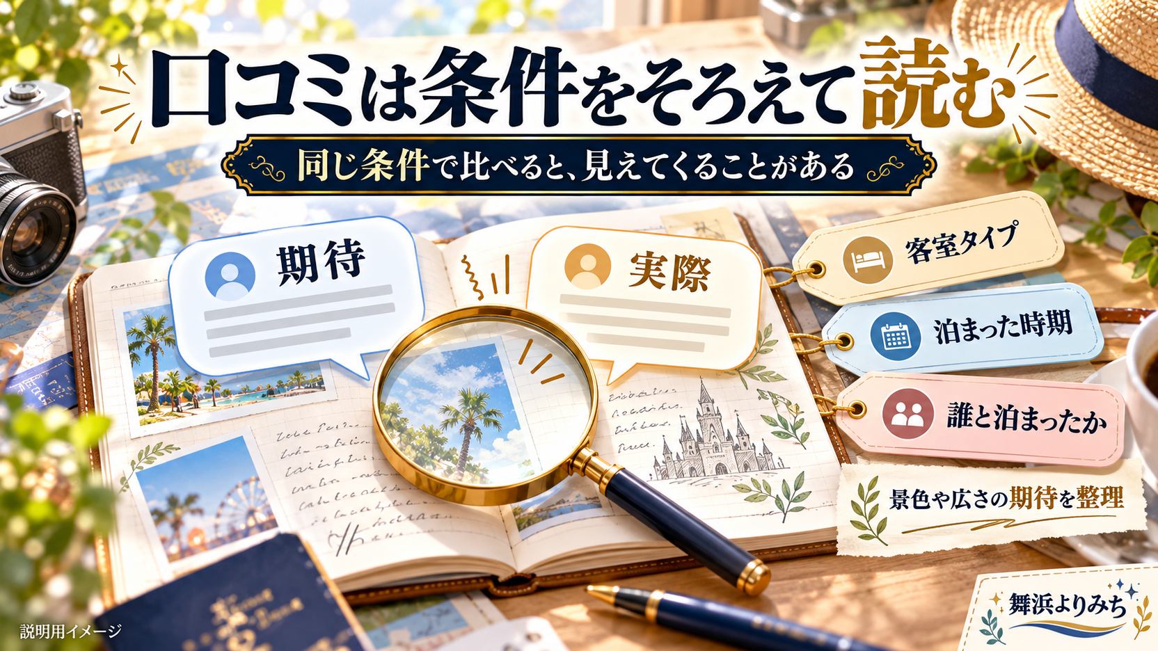 口コミの期待と実際を整理し、客室タイプ、時期、同行者を確かめる旅行ノート