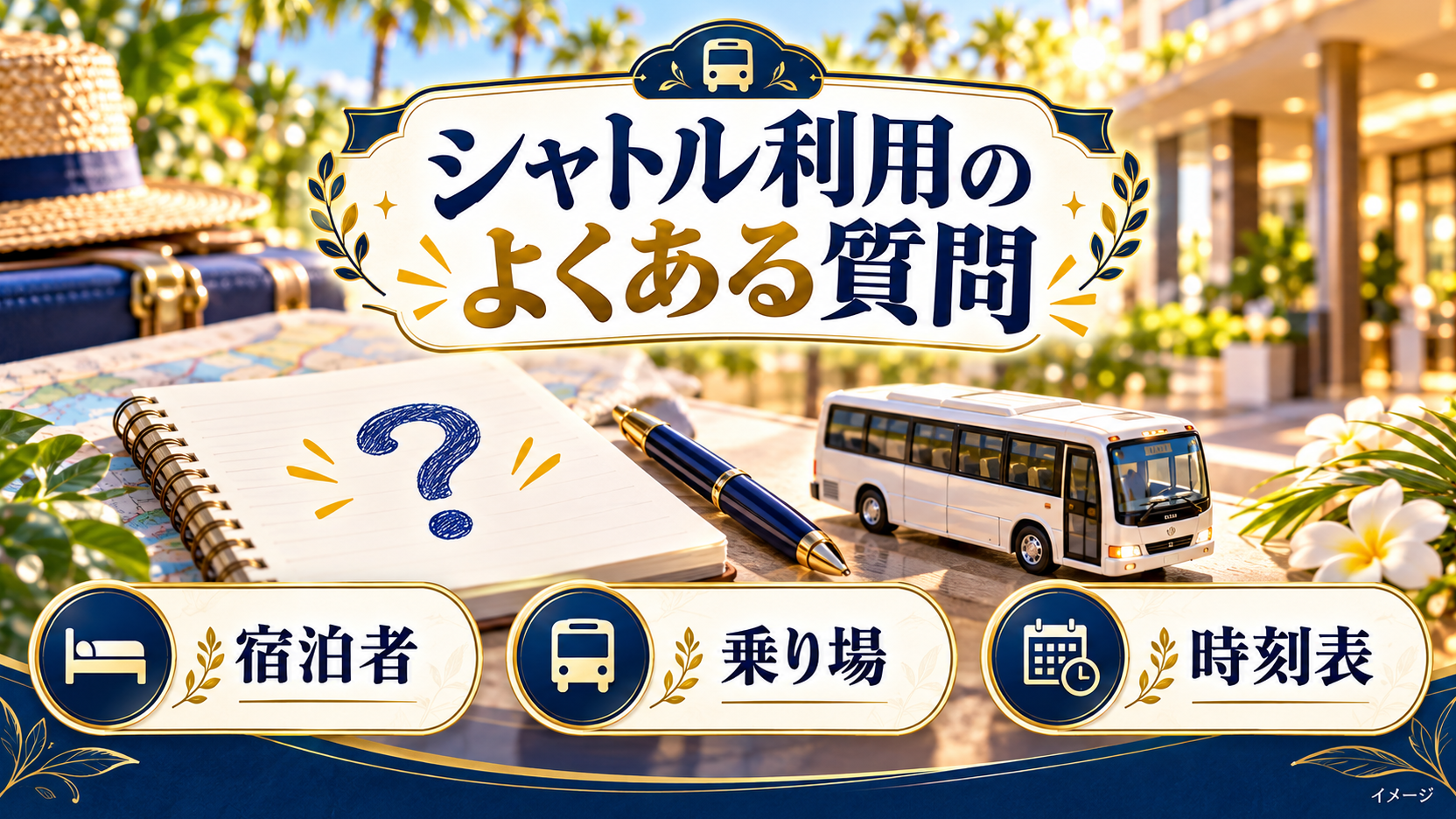 宿泊者の条件と乗り場、時刻表の質問を整理したノート