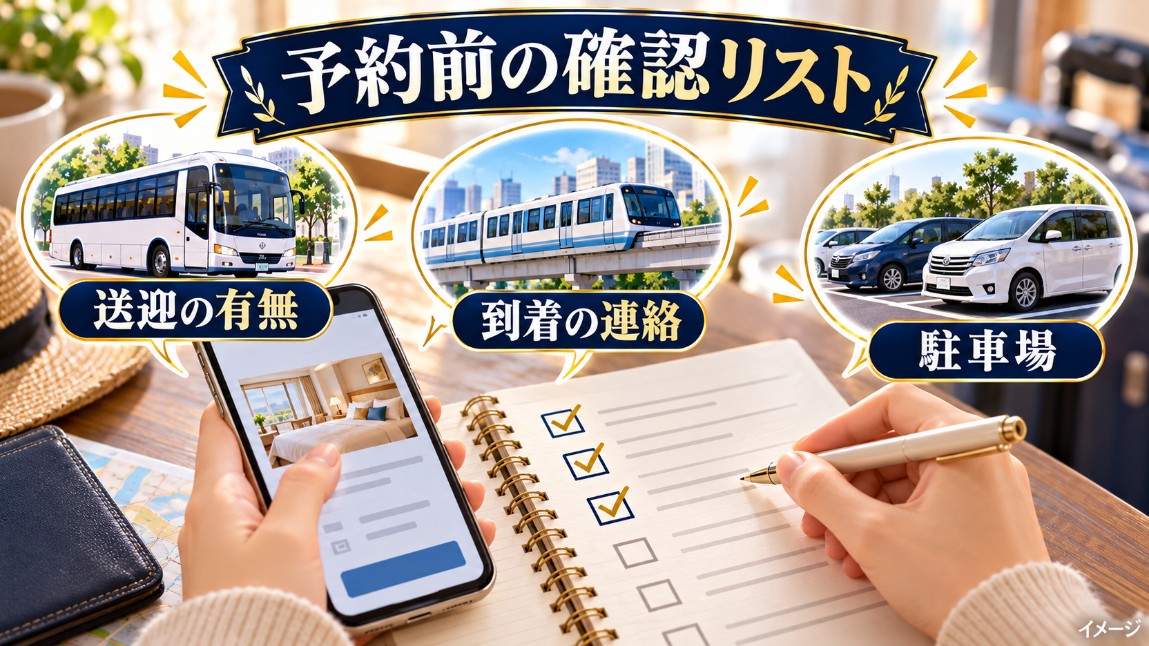 送迎の有無と到着連絡、駐車場を確認する予約チェックリスト