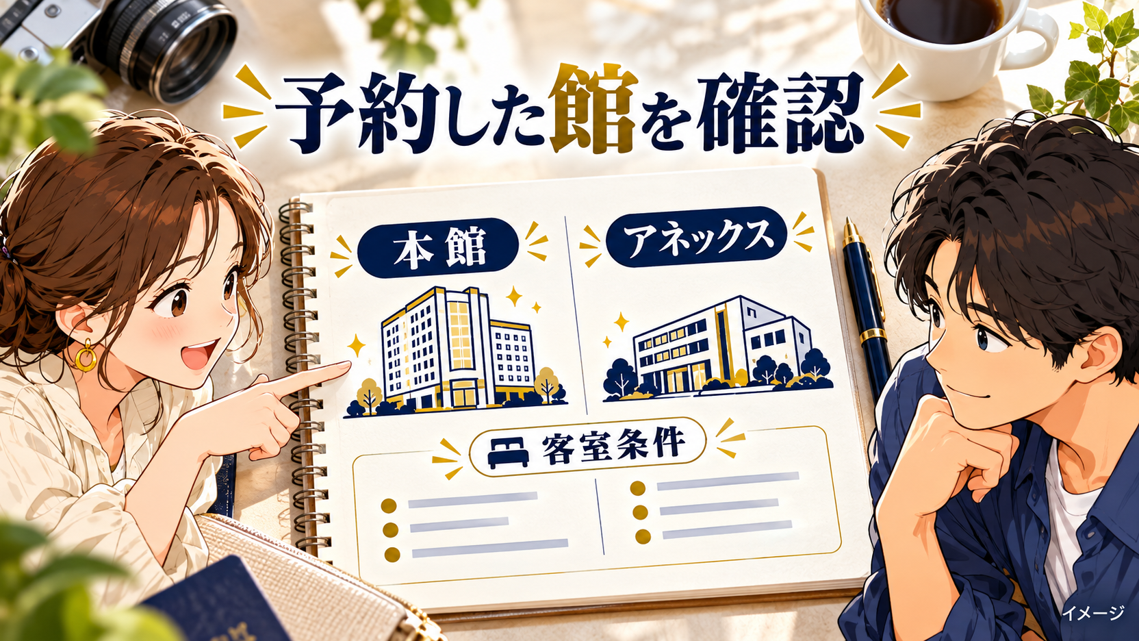 本館とアネックスの予約内容を確認する旅行ノート