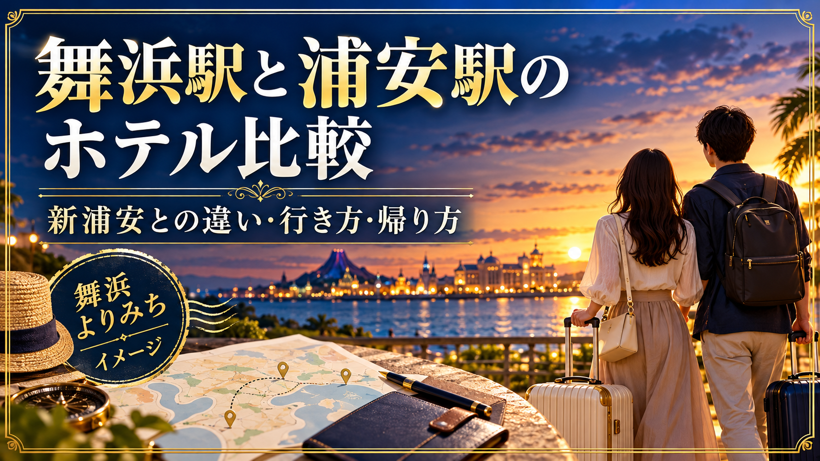 舞浜駅と浦安駅のホテル比較を紹介する旅行準備のイメージ