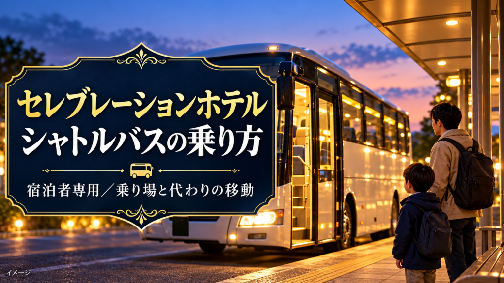 宿泊者専用の条件と乗り場を確認するシャトルバス利用のイメージ