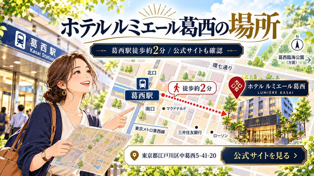 ホテルルミエール葛西:「ホテル ルミエール葛西の場所と公式サイト」の案内イラスト