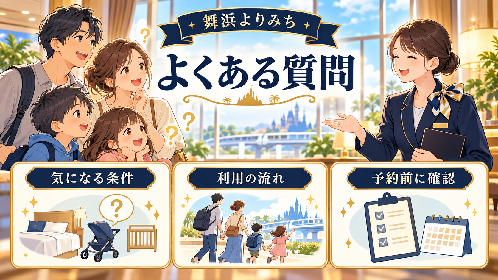 よくある質問の確認ポイントを図解したイメージ